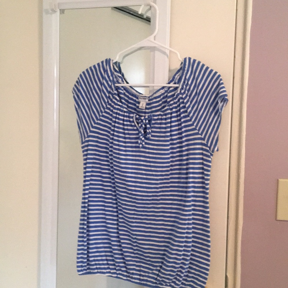 OLD NAVY Blue & White Nautical Striped Blouse